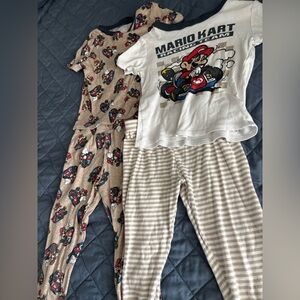Nintendo Mario Kart Kids Pajama Set - Beige and White